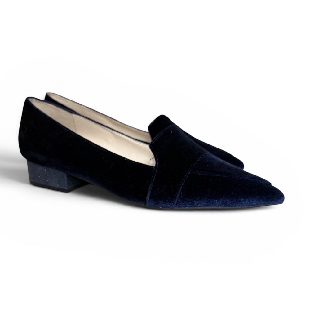 NWOB Cole Haan Marlee Skimmer Loafers Women 11B Navy Velvet Glitter Heel Preppy - Picture 8 of 11